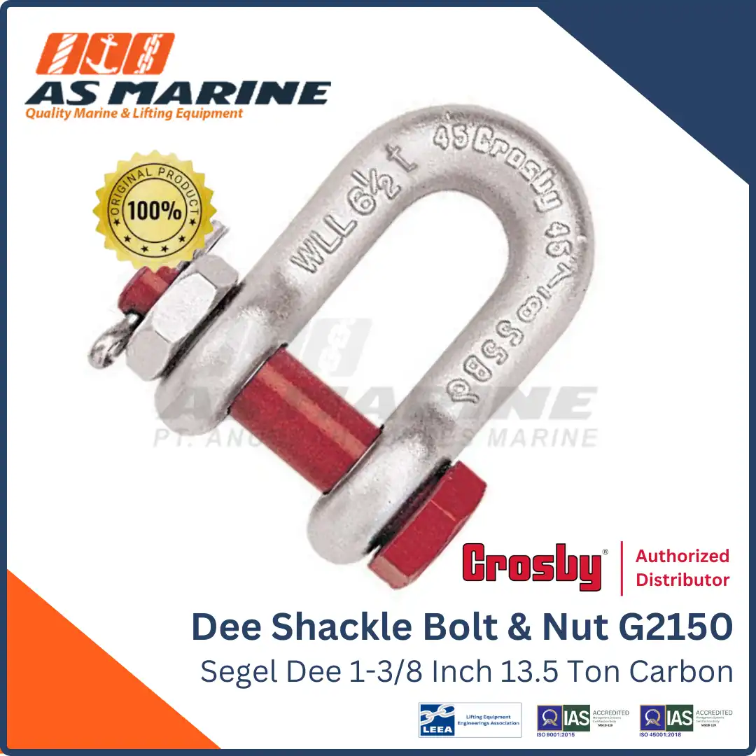 Crosby USA Dee Shackle / Segel D G2150 Bolt & Nut 1-3/8 Inch 13.5 Ton